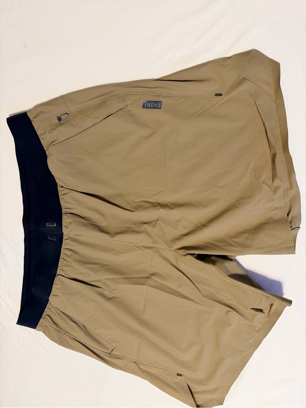 RHONE Army Green/Khaki Athletic Shorts with Black Waistband